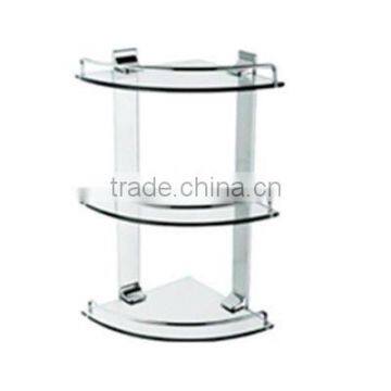 triple tier bathroom glass corner shelf WT-1303