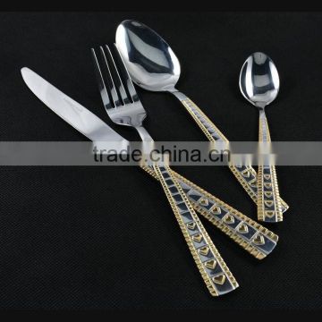 High-grade No magnetic stainless steel Gold-plate dinner sets Steak Knife/Spoon/Fork/Coffee spoon/teaspoon Customized logo C39
