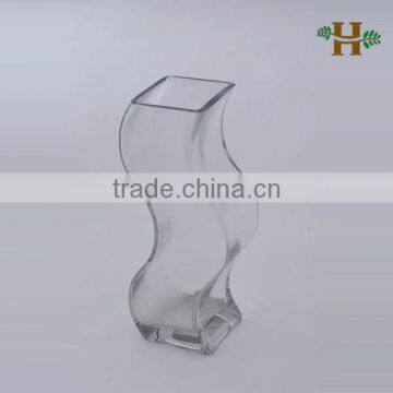 Handmade S shaped glass vase, unique design glassware for Christmas