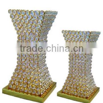 Tall hand made Gold Crystal beads decorative flower vases
