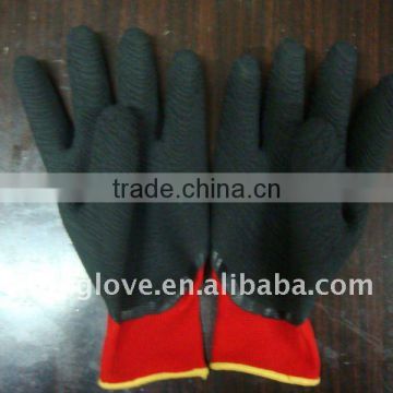 Welding gloves .13G Red Nylon with palm open back coated black Crinkle latex gloves , Knit wrist . latex gloves