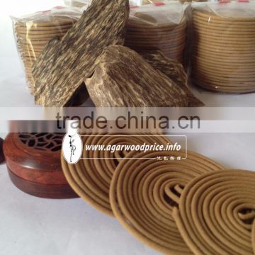 Agarwood incense coils - Natural color brown of agarwood - Ingredients: 100% pure Agarwood