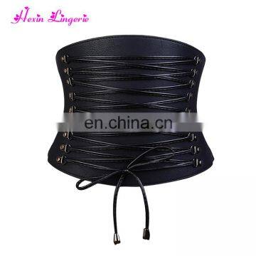 China Factory vintage black leather wide underbust mature corset slim waist belt