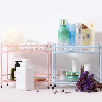 Nordic Fashion Wrought Iron Double Table Top Kitchen Shelf Bathroom Cosmetic Storage Rack