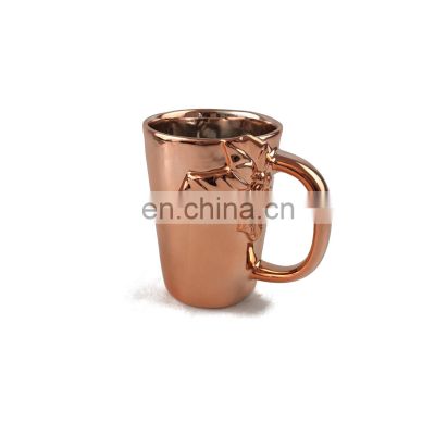 custom design electroplate rose gold ceramic tea coffee mug
