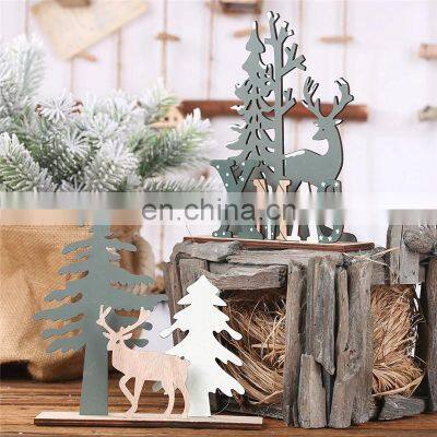 Christmas Decoration DIY Wooden Elk Christmas Tree Xmas Table Ornament Navidad 2023 New Year Kids Gifts Merry Christmas 2022
