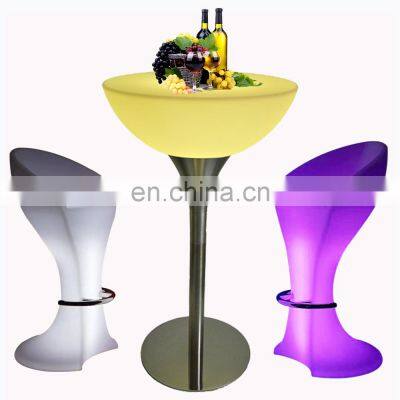 wireless illuminated party bar table modern glowing coffee shop led chair party chair table set high chair cordless luminous bar