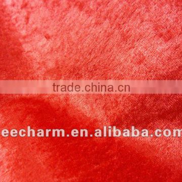 100% Polyester Christmas Red Knitted Velour Fabric