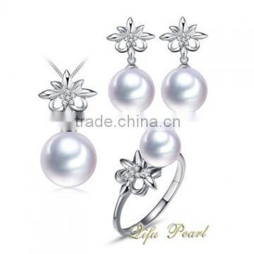 2015 Hot Wholesale Wedding Decoration Dubai Gold Southsea Pearl Jewelry Set 18 Carat White Gold Real Natural Pearl