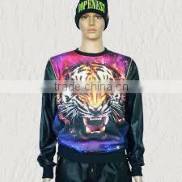 100% Polyester Pullover Crew Neck Sublimation Sweat Shirt with Lion Face Print