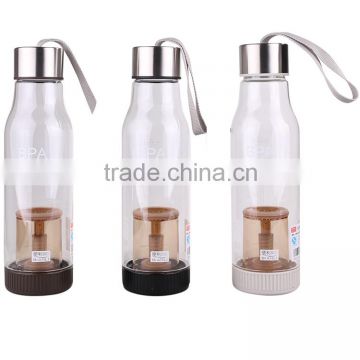 plastic water tea bottle with push button switch infuser