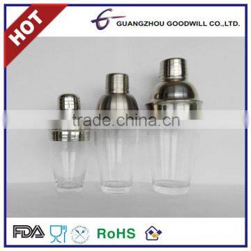 2016 CE/FDA Safe Transparent stainless steel acrylic plastic cocktail shaker