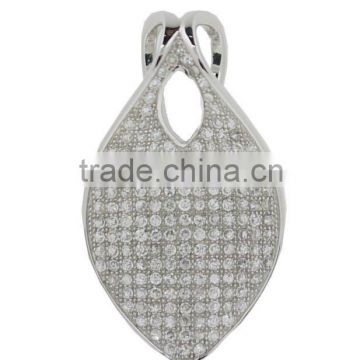 925 sterling silver leaf pendant with cz 1F013