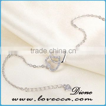china wholesale 925 sterling silver bracelet women love heart silver chain