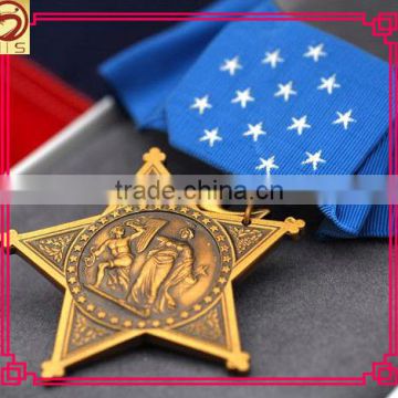 high quality custom gold star shaped medal