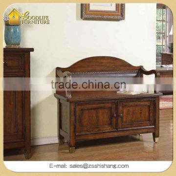 Good Quality Solid Wood Storage Shoe bench Cabinet with 2-Door
