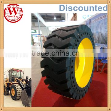 discounted price solid wheel loader tire for 23.5-25 17.5-25 12-16.5 with high anti-puncture performance