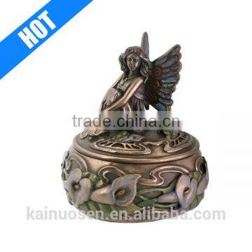 Handcasted Resin Lily Fairy Box Jewelry Trinket Holder