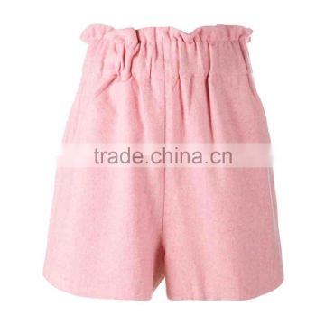 Women Fashion Pink Wool Blend Terry Felt Comfortable Soft Sweater Knitted Shorts Pants Wholesale