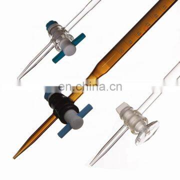 Lab 10ml 25ml 50ml 100ml glass acid base burette with PTFE stopcock