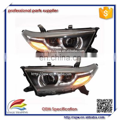Strip DRL Led Headlamps with Bi-Xenon Projector lens for 2012-2014 year Toyota Highlander Kluger