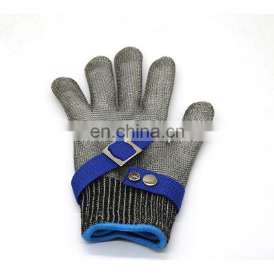 Level 5 Five Fingers Anti Cutting Butcher Stainless Steel Mesh Gloves for Slaughter Glass Processing Logging Worker