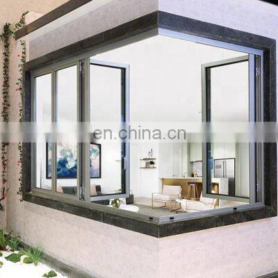 High Quality Australian Standard Double Glass Aluminum Windows Black Swing Graphic Design Push Horizontal Contemporary Hanging