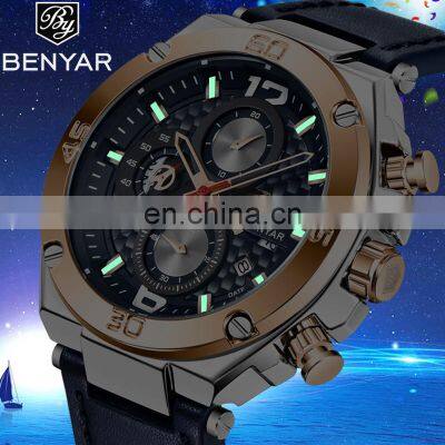 BENYAR 5151 Hot sale men quartz watches functional luminous water resistant quality fashion man wristwatch