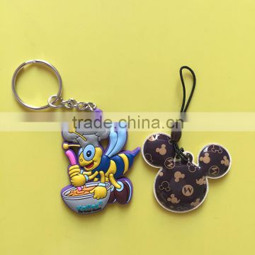 New Style Honeybee Soft Pvc Keychain/promotional Key Chain,Retractable Soft rubber Keychain