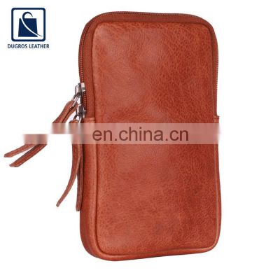 Leading Manufacturer of Top Quality Silver Antique Fitting and Swiss Cotton Lining Genuine Leather Phone Bag for Women