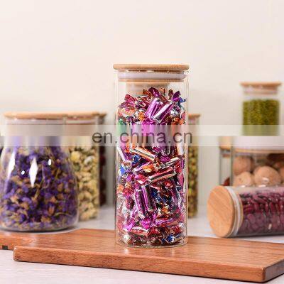 Factory Direct Sales Household Kitchen Transparent Bottle Zero Food Bamboo Glass ar Home Storage & Organization Pantry Organizer