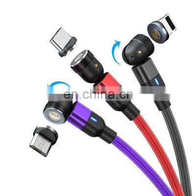 Wholesale 2M 540 Rotation 3 In 1 Usb Data Cable Magnet Mobile Phone Magnetic 3A Fast Charging Cable for phone