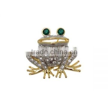 Wholesale 4*3.5cm Gold & Silver Tone Crystal Cheeky Frog Brooch