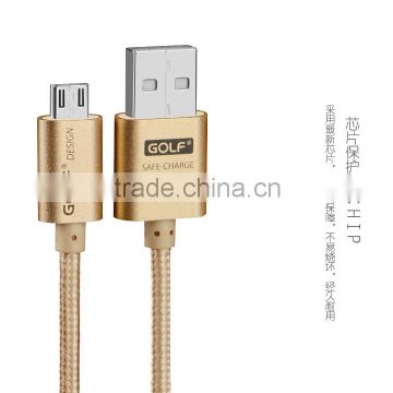 Wholesale Golf 2.1A Quick Charger Nylon USB Cable For Samsung S5 S6 1.5M Micro Braided Wire USB Data Cable For Android TB-0373