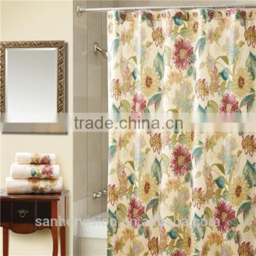 100% Polyester Flower Printed Shower Hotel Curtain