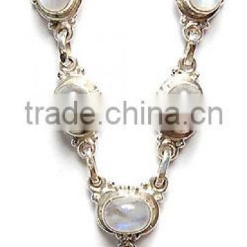 Rainbow Moonstone necklace Indian silver jewelry wholesale gemstone necklace Jaipur jewelry