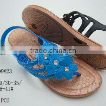 Hot Selling and Best Price PCU Women Sandals with Flower for Summer 2014