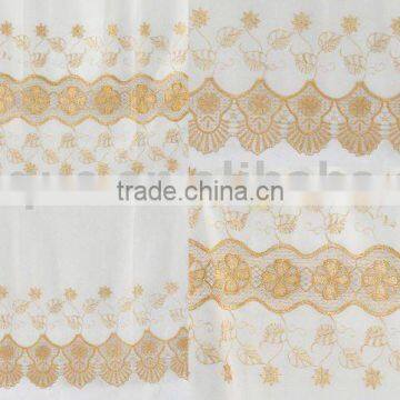 100% polyester voile with embroidery fabric