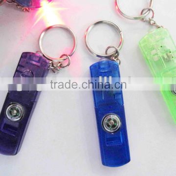 led light keychain with compass whistle
