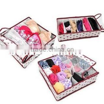 3 pcs/set Foldable Storage Box With cover Non-woven fabrics for bra,underwear,necktie,socks