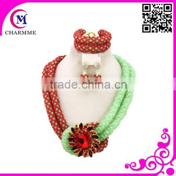 nice colorful bead chunky necklace with wholesales nigerian beads jewelry set with fashion african beads jewelry set