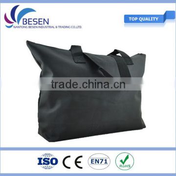Black large capacity beach bag with zipper