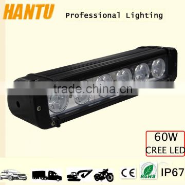 Hantu led light bar 60w 11'' single row spot beam headlight 3D rejection cup for IP67 offroad