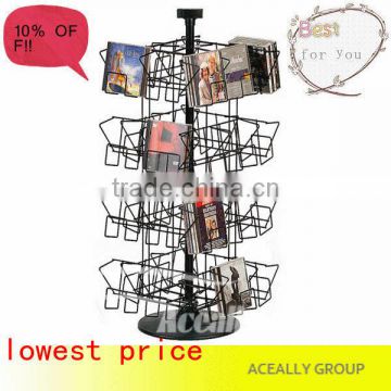 Rotatable Counter-top Metal Dvd /CD Store Display Stand with Sign Holder