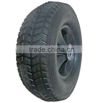 10 inch 10x3.5 plastic rim ball bearing semi-pneumatic solid rubber wheel for toys, hand trucks, tool carts