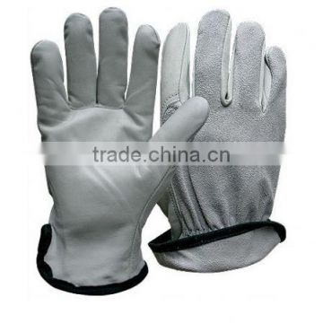 White safty cow grain leather driving gloves 2014