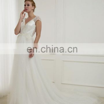C5012 V-neck with lace and beading wedding dress