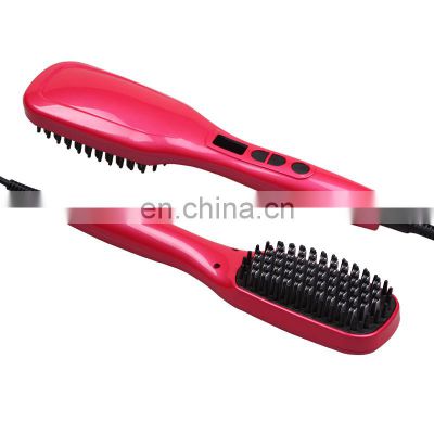 pink new arrival wholesale hair straightening brush electric straightening hairbrush/ceramic hair straightener brush