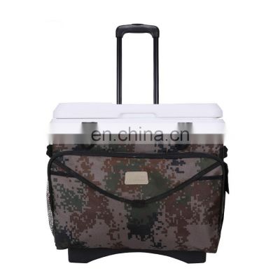 camouflage suitcase handle beer cans sample hot sale portable hiking camping cooler box ice chest cooler with wheels