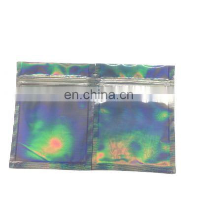 Colorful hologram three sides sealing bags flat packaging zip lock bag